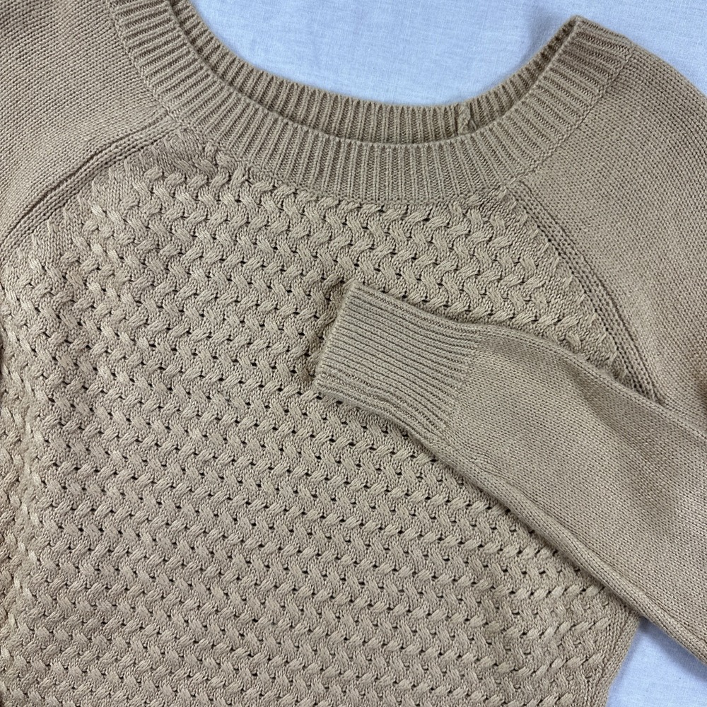 The Limited Cable Knit Sweater Womens Small Wool‎ & Angora Blend Tan Crew Neck